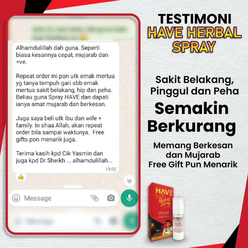 SAKIT BELAKANG, PINGGUL DAN PEHA DAH KURANG